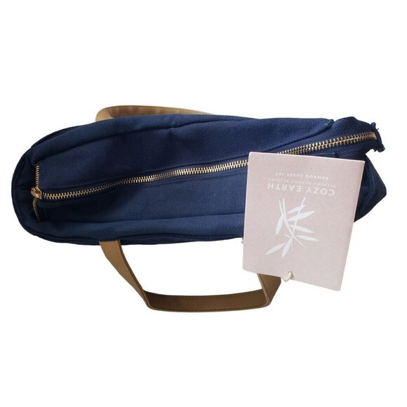 COZY EARTH Blue Tote Bag Zip Bamboo NEW - Picture 6 of 7
